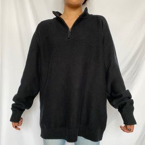 [SOLD] Black Knit Quarter Zip Sweater Pullover